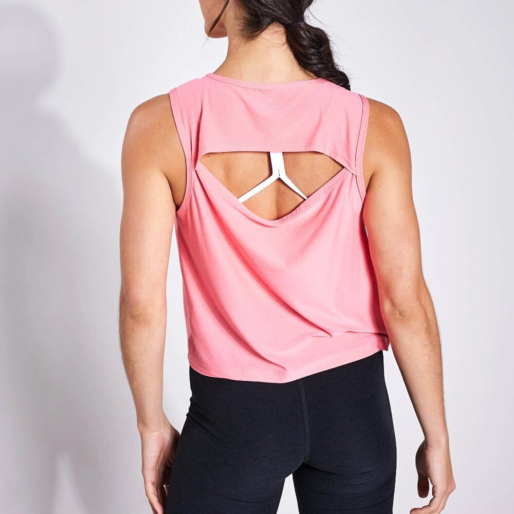 Beyond Yoga Featherweight New View Cropped Tank - Sun Kissed Coral Heather - Med